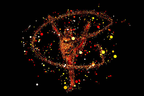 gimnasta virtual, compuesta de líneas emisoras de luz roja - facula fotografías e imágenes de stock