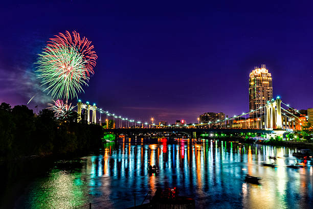istock Fireworks Over River in Downtown Minneapolis 585483974