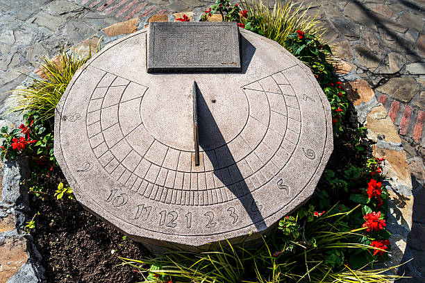 istock stone sundial with iron needle 585484386