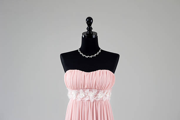 istock Modern pink wedding dress isolated on Grey background 585484822