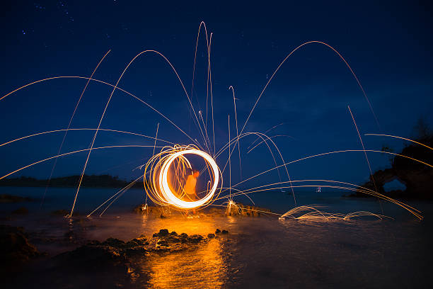 istock Long exposure of steel wool begin of light 585485504
