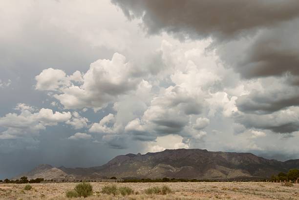 istock Sandia Mountains with Blue Sky and Clouds 585486244