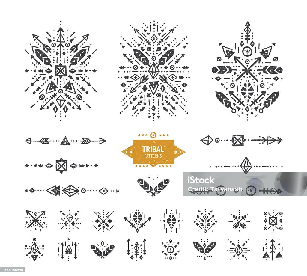 Hand Drawn Boho Patterns With Stroke Stock Illustration - Download ...