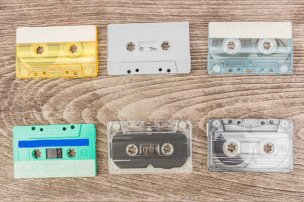 istock cassettes on wooden 585486718