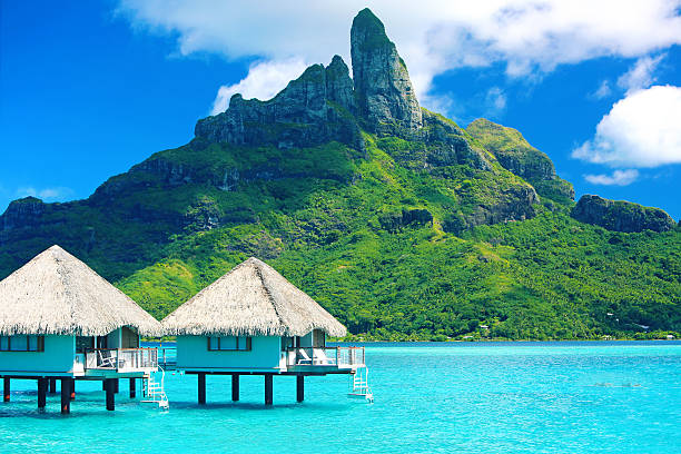 Bora Bora Tahiti Mt Otemanu Beautiful Bora Bora island vacation stock pictures, royalty-free photos & images