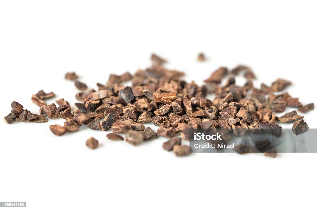 Cacao nibs on white background - isolated Antioxidant Stock Photo