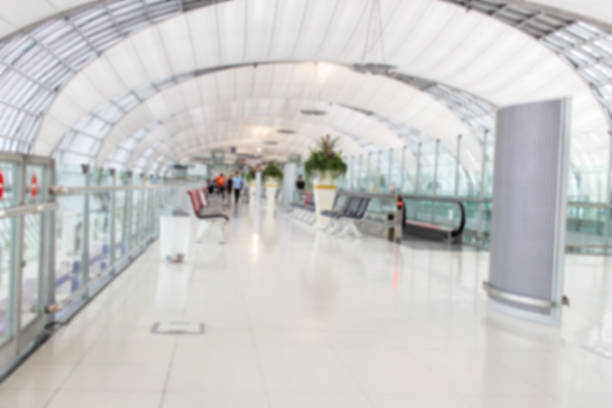 Abstract blur airport passenger interior for background stock photo