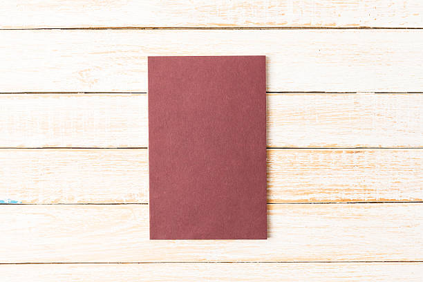 Diary notebook on white wooden background, Business template mock up stock photo