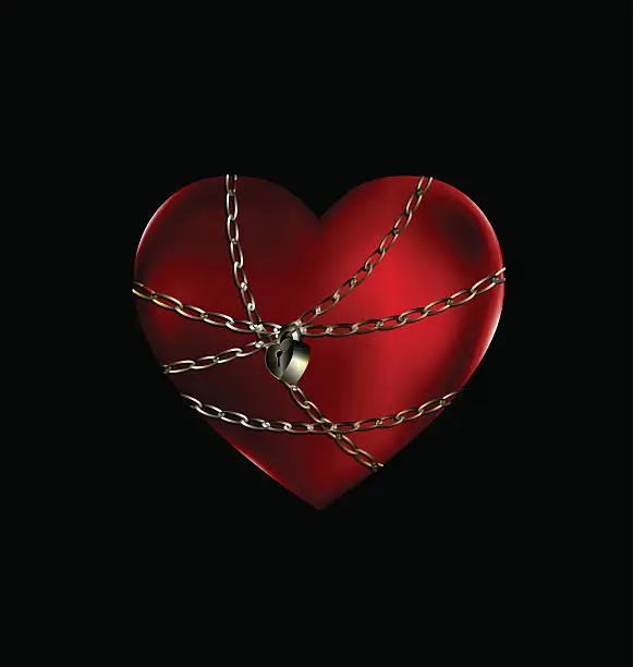 Vector illustration of locked red heart