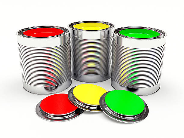 istock Open banks with colorful paints on white 585496212