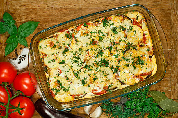 istock Vegetarian Moussaka. Traditional Greek dishes 585498408