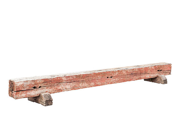 istock Wooden bench made of tree trunks, Object 585498988