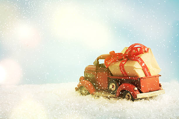 istock toy car with Christmas gift 585499252
