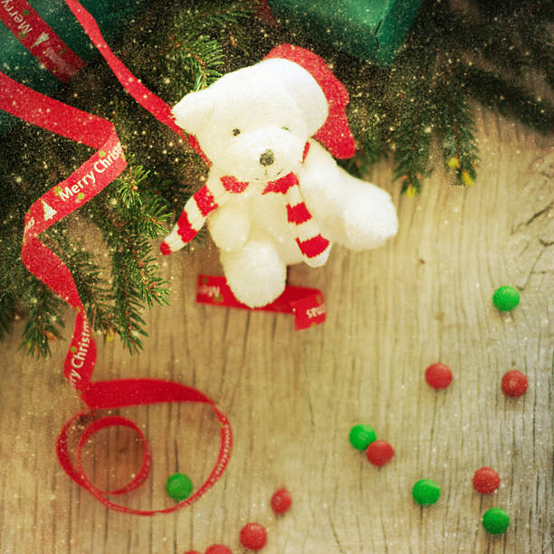 istock Christmas Composition  with toy bear 585499560