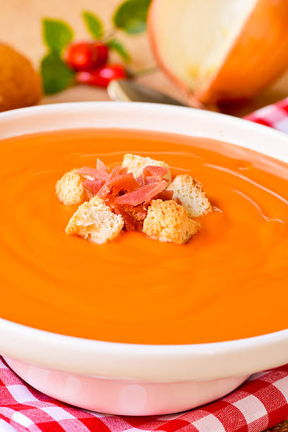 istock spanish salmorejo with ham and croutons 585501648
