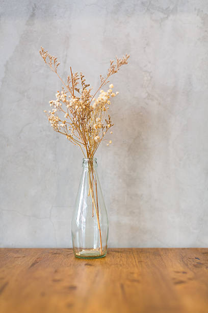 istock Dry flower in tall and transparent vase 585503186