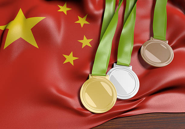 istock China flag and medals, 3D rendering 585503786