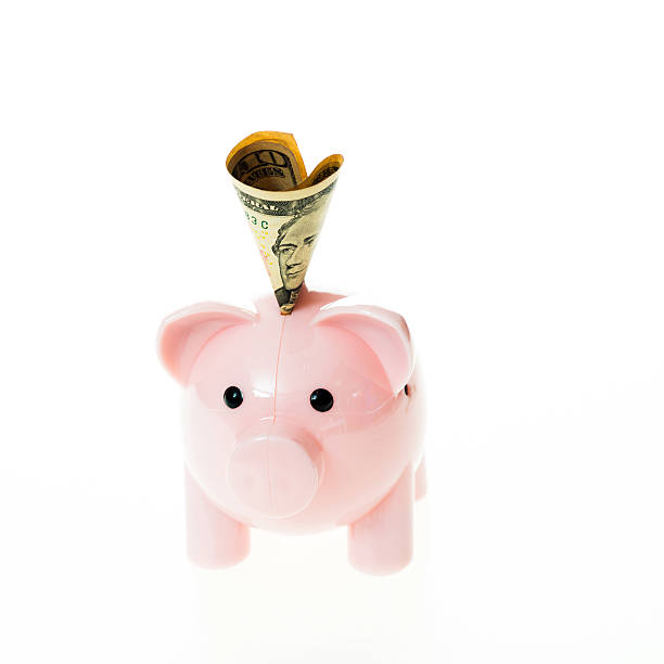 istock Piggy bank with currency 585504212