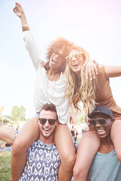 istock Dancing on the music festival 585505544