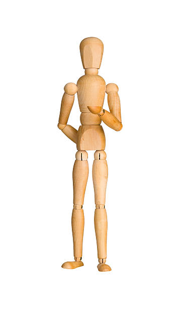 istock Wooden mannequin on white 585506692