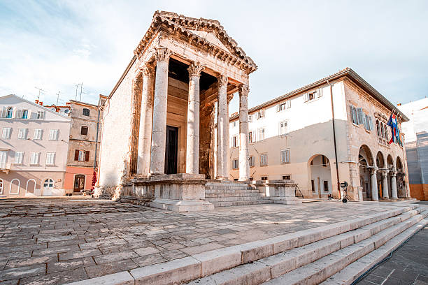 Temple of Augustus in Pula Ancient temple of Augustus in the main town square in Pula city in Croatia augustus caesar photos stock pictures, royalty-free photos & images