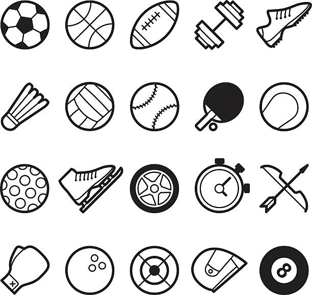 ilustraciones, imágenes clip art, dibujos animados e iconos de stock de símbolo e icono del mundo del deporte - shoe bow baseball sport