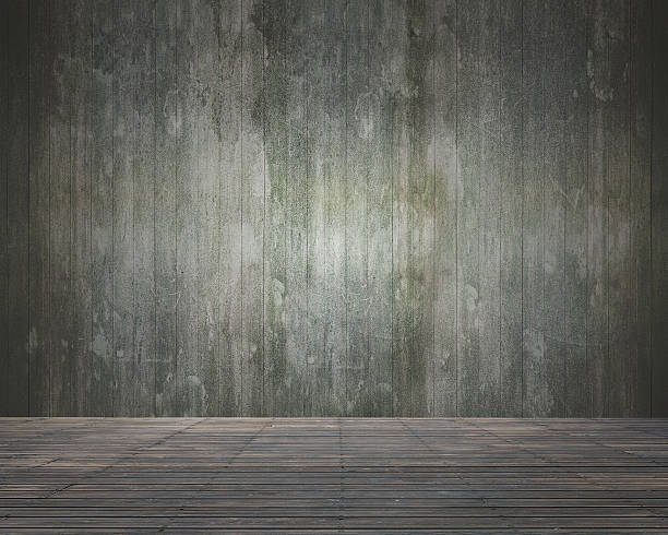 istock Empty room interior with wooden wall and floor 585507908