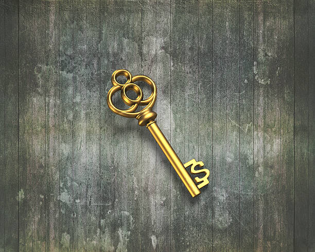 istock Dollar shape golden treasure key 585508192