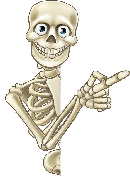 ilustrações, clipart, desenhos animados e ícones de esqueleto apontando desenho animado - frame smiling white background human hand