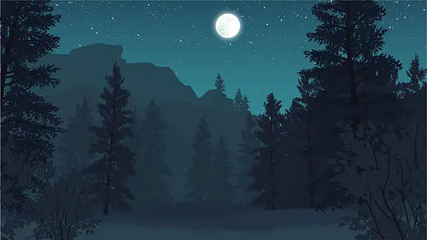 Vector illustration of forest landscape illustration