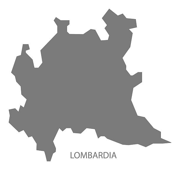 Lombardia Italy Map grey Lombardia Italy Map in grey lombardy stock illustrations