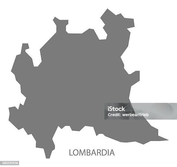 Lombardia Italy Map Grey Stock Illustration - Download Image Now - Lombardy, Computer Graphic, Cut Out