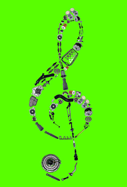istock Treble clef assembled from new auto spare parts 585517644