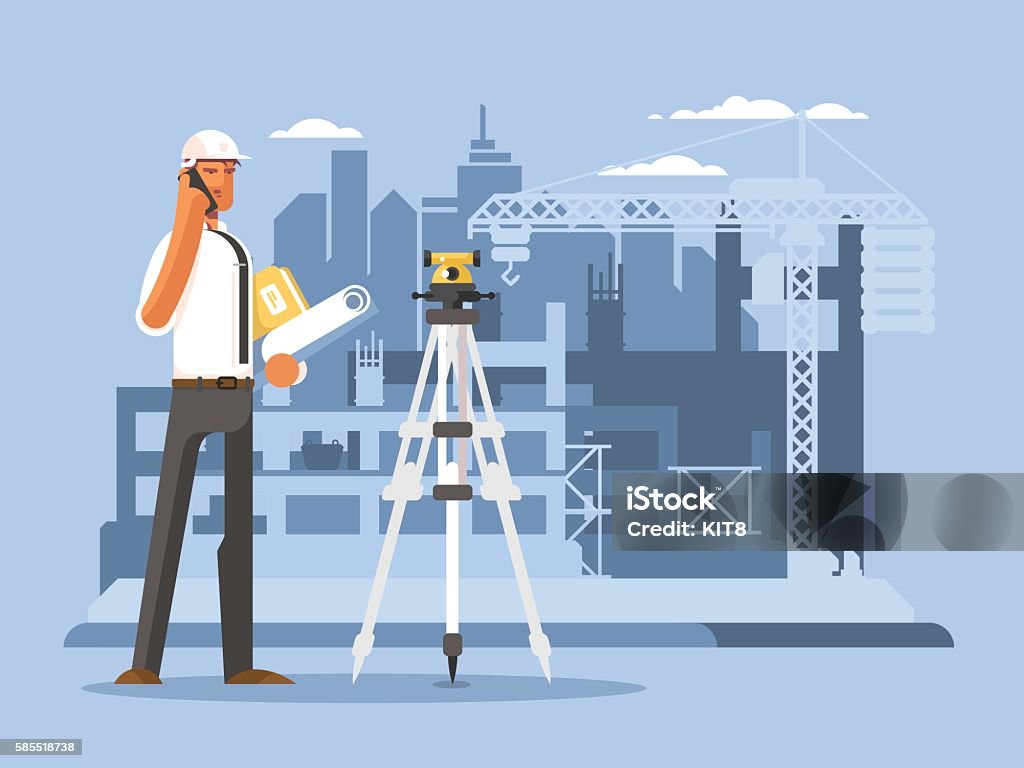Foreman on construction flat design Foreman on construction flat design. Builder work on site, engineer or contractor, vector illustration Construction Industry stock vector
