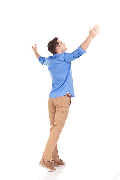 istock Back view of a young fashion man 585521102