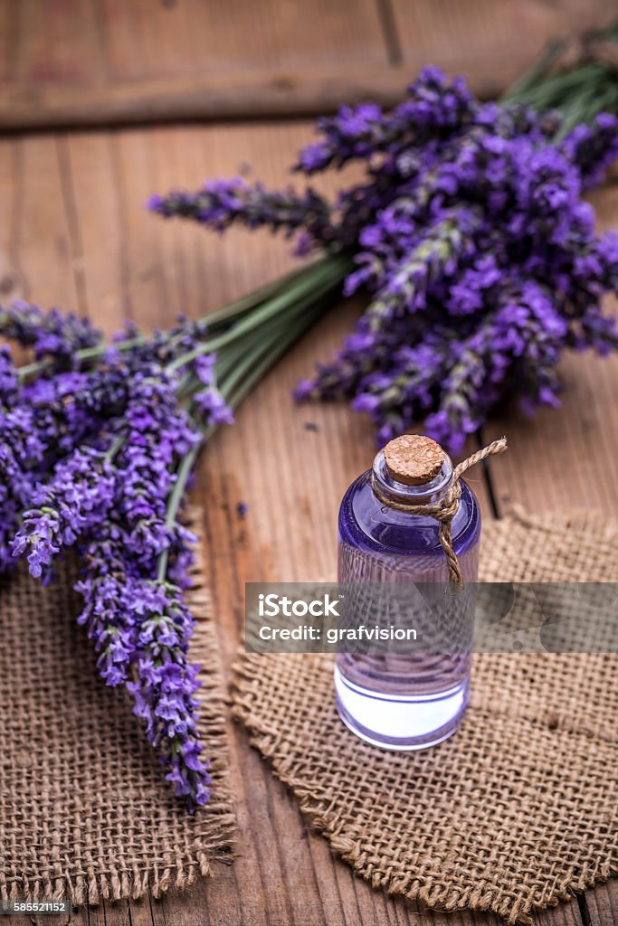 Lavender spa concept Aromatherapy oil and lavender, lavender spa concept Essential Oil Stock Photo