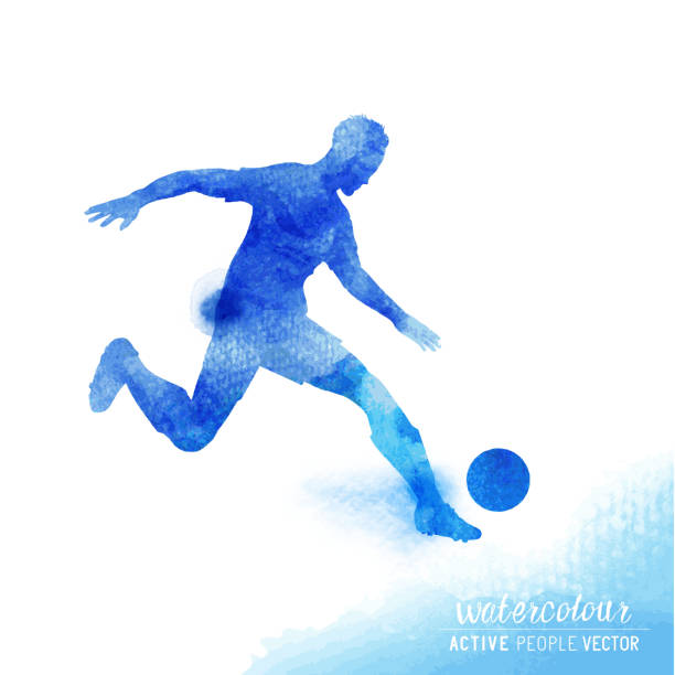 ilustrações de stock, clip art, desenhos animados e ícones de watercolour football player vector - soccer player soccer sport people