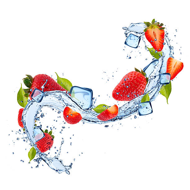 istock Strawberries in water splash on white background 585523038