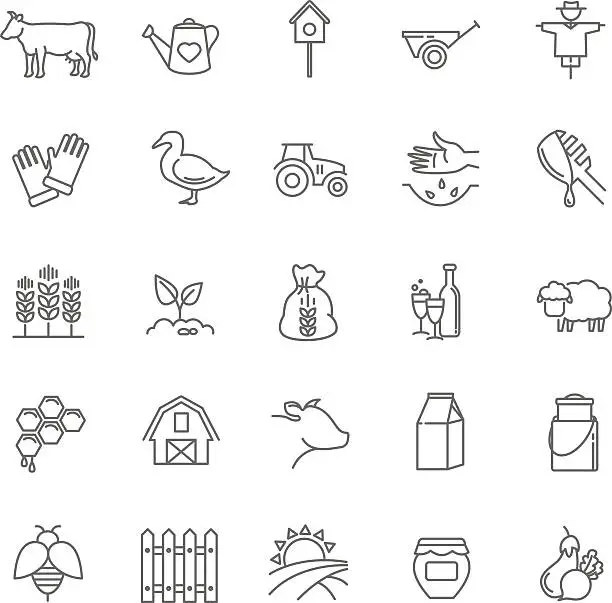 Vector illustration of farm icons set