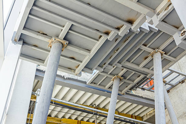 istock Metal unfinished stairs in a modern office building 585584162