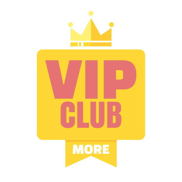 illustrations, cliparts, dessins animés et icônes de logo du club vip en style plat, bannière réservée aux membres - first class star shape rank gold