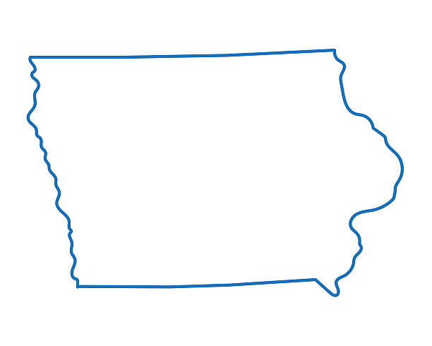 abstract outline of Iowa map blue abstract outline of Iowa map des moines silhouette stock illustrations