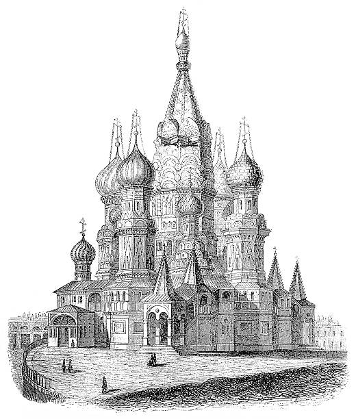 ilustrações de stock, clip art, desenhos animados e ícones de saint basil's cathedral, in moscow, russia - cathedral architecture old church