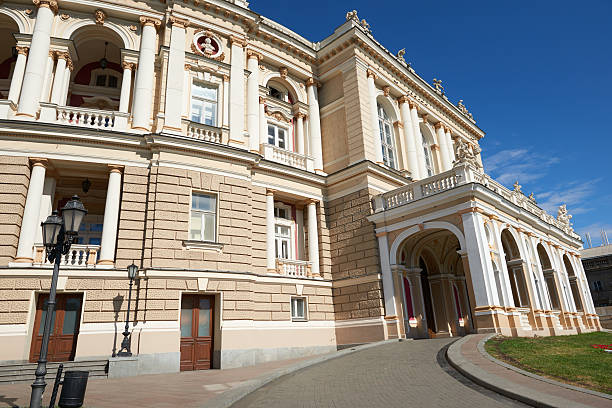 istock retro style building exterior, opera theater in odessa 585588364