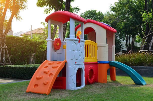 istock Colorful children playground under sun light 585589598