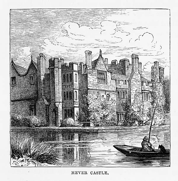 Hever Castle, in Penshurst, England Landmarks Victorian Engraving, 1840 Very Rare, Beautifully Illustrated Antique Engraving of Hever Castle, in Penshurst, England Landmarks Victorian Engraving, 1840 from Our Own Country, Great Britain, Descriptive, Historical, Pictorial. Published in 1880. Copyright has expired on this artwork. Digitally restored. Hever Castle stock illustrations