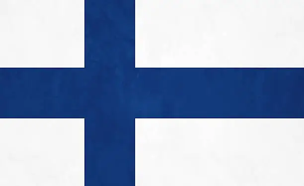 Sea-blue Nordic cross on white field - The national flag of Finland with a width-length ratio of 11:18.