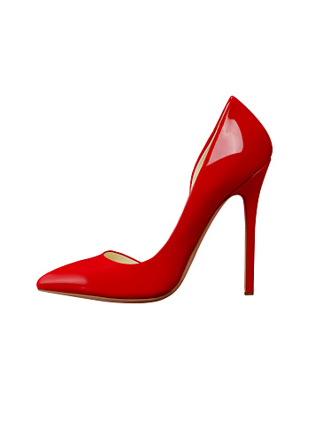 shiny red woman shoe