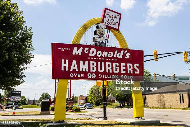 Legacy Mcdonalds Hamburger Sign With Speedee V Stock Photo - Download Image Now - McDonald's, Drive Thru Sign, Restaurant