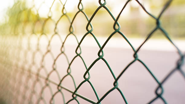 barrière  - green fence chainlink fence wall photos et images de collection